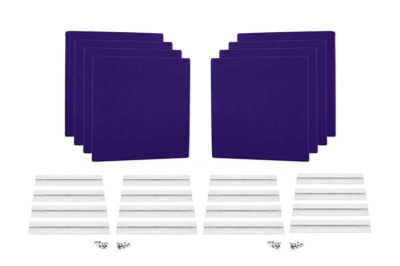 ProSoCoustic WAVERoom Pro Mini 8 Kit Includes 8 WAVEPro Mini Panels 12x12" 8 Sets of 8" Z-Clips Diamond Knit Purple