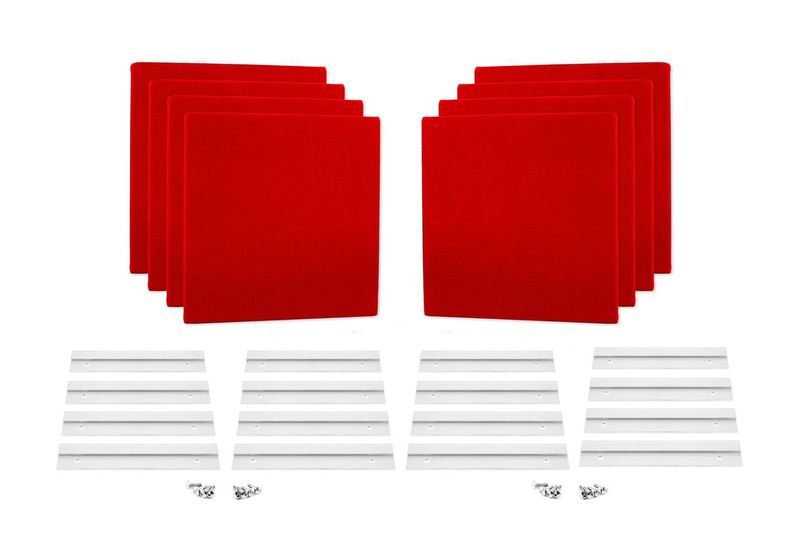ProSoCoustic WAVERoom Pro Mini 8 Kit Includes 8 WAVEPro Mini Panels 12x12" 8 Sets of 8" Z-Clips Diamond Knit Red