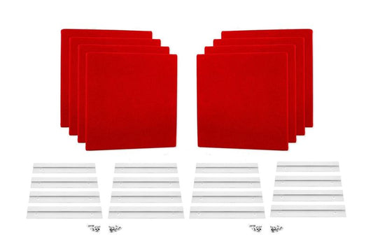 ProSoCoustic WAVERoom Pro Mini 8 Kit Includes 8 WAVEPro Mini Panels 12x12" 8 Sets of 8" Z-Clips Diamond Knit Red