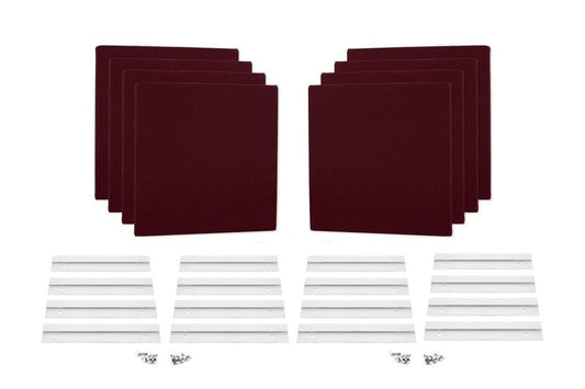ProSoCoustic WAVERoom Pro Mini 8 Kit Includes 8 WAVEPro Mini Panels 12x12" 8 Sets of 8" Z-Clips Diamond Knit Maroon
