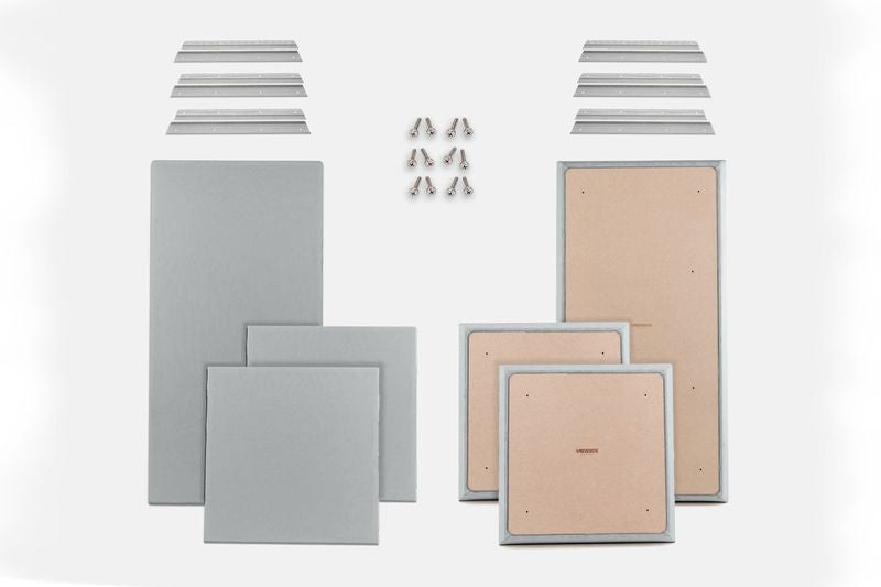 ProSoCoustic WAVERoom Pro Basic Kit Includes 2 WAVEPro Big Panels 24x48" 4 WAVEPro Small Panels 24x24" 6 Sets of 18" Z-Clips Diamond Knit Gray