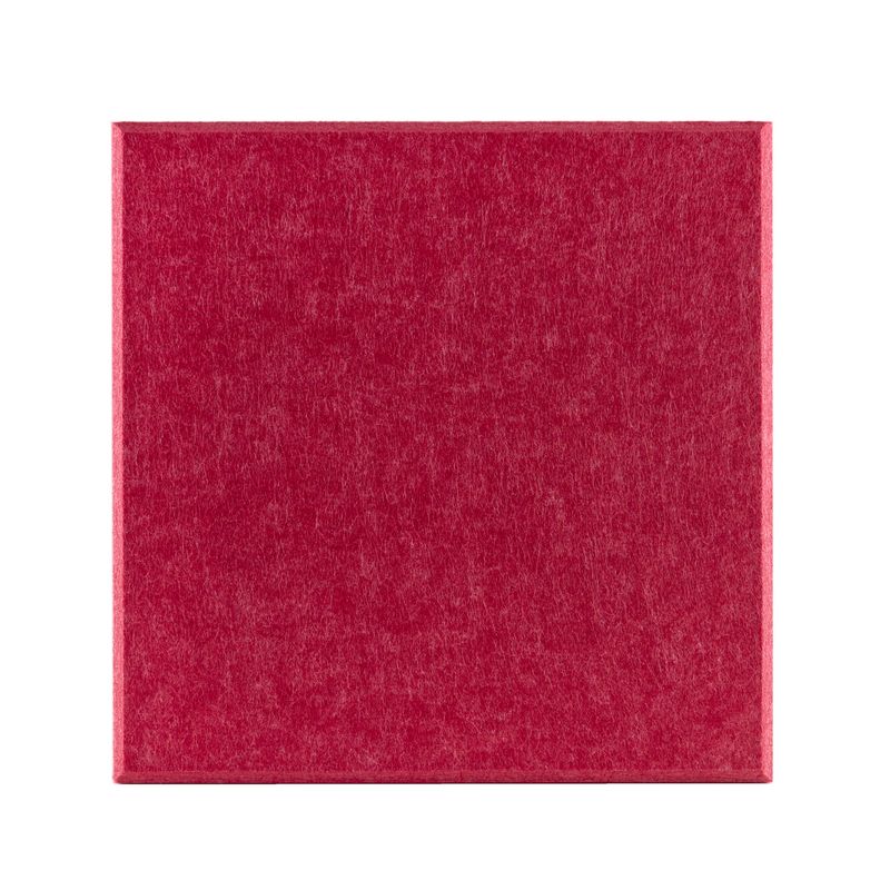 ProSoCoustic ProSo-PET 12”x12” 14-Pack Cherry includes (14) 12”x12” panels each with adhesive-backed hook-and-loop mounting squares.