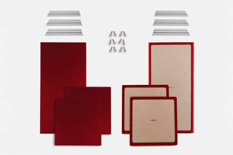 ProSoCoustic WAVERoom Pro Basic Kit Includes 2 WAVEPro Big Panels 24x48" 4 WAVEPro Small Panels 24x24" 6 Sets of 18" Z-Clips Diamond Knit Cardinal