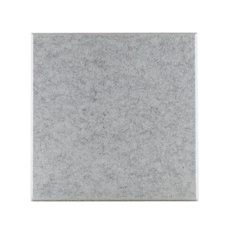 ProSoCoustic ProSo-PET 12”x12” 14-Pack Soft Gray includes (14) 12”x12” panels each with adhesive-backed hook-and-loop mounting squares.