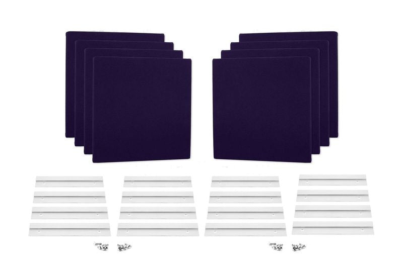 ProSoCoustic WAVERoom Pro Mini 8 Kit Includes 8 WAVEPro Mini Panels 12x12" 8 Sets of 8" Z-Clips Diamond Knit Dark Purple