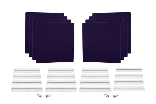 ProSoCoustic WAVERoom Pro Mini 8 Kit Includes 8 WAVEPro Mini Panels 12x12" 8 Sets of 8" Z-Clips Diamond Knit Dark Purple