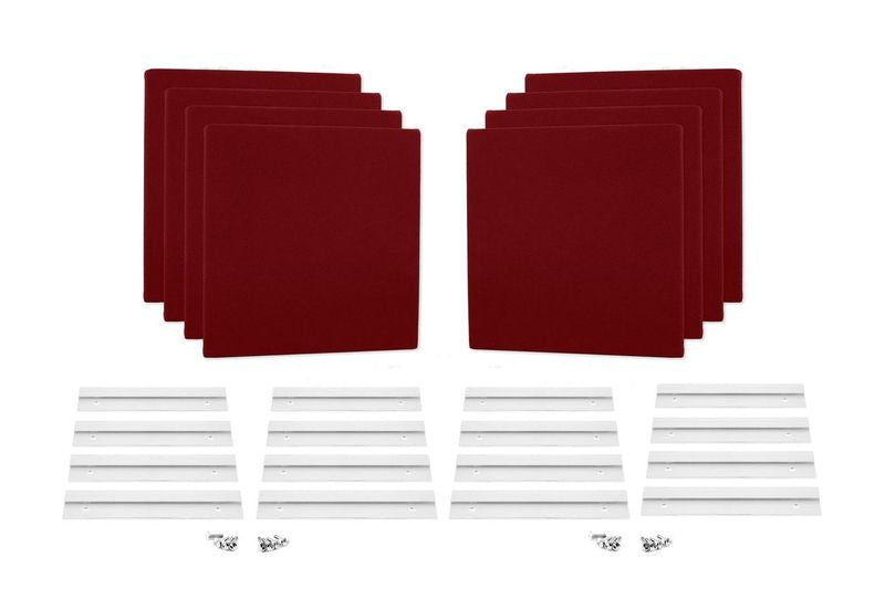 ProSoCoustic WAVERoom Pro Mini 8 Kit Includes 8 WAVEPro Mini Panels 12x12" 8 Sets of 8" Z-Clips Diamond Knit Cardinal