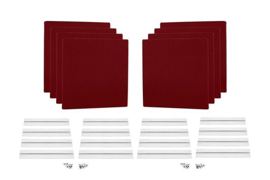 ProSoCoustic WAVERoom Pro Mini 8 Kit Includes 8 WAVEPro Mini Panels 12x12" 8 Sets of 8" Z-Clips Diamond Knit Cardinal