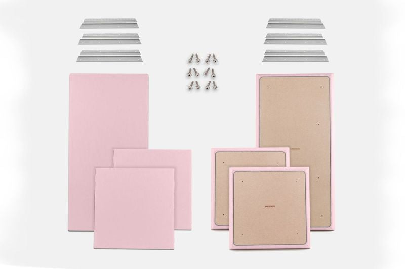 ProSoCoustic WAVERoom Pro Basic Kit Includes 2 WAVEPro Big Panels 24x48" 4 WAVEPro Small Panels 24x24" 6 Sets of 18" Z-Clips Scuba Pink
