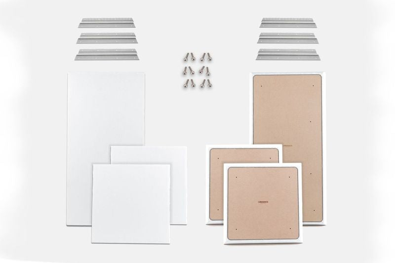 ProSoCoustic WAVERoom Pro Basic Kit Includes 2 WAVEPro Big Panels 24x48" 4 WAVEPro Small Panels 24x24" 6 Sets of 18" Z-Clips Diamond Knit White