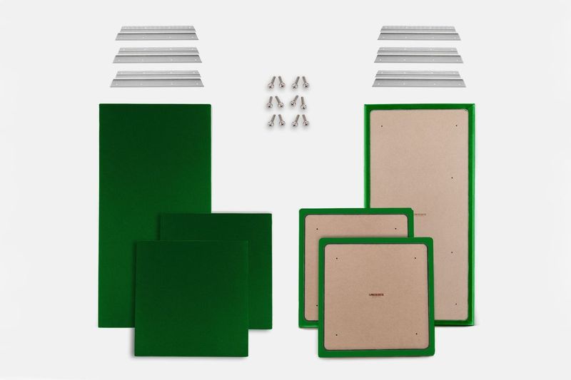 ProSoCoustic WAVERoom Pro Basic Kit Includes 2 WAVEPro Big Panels 24x48" 4 WAVEPro Small Panels 24x24" 6 Sets of 18" Z-Clips Diamond Knit Kelly