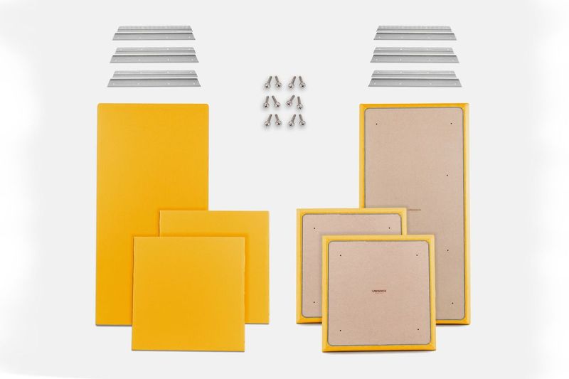 ProSoCoustic WAVERoom Pro Basic Kit Includes 2 WAVEPro Big Panels 24x48" 4 WAVEPro Small Panels 24x24" 6 Sets of 18" Z-Clips Scuba Yellow