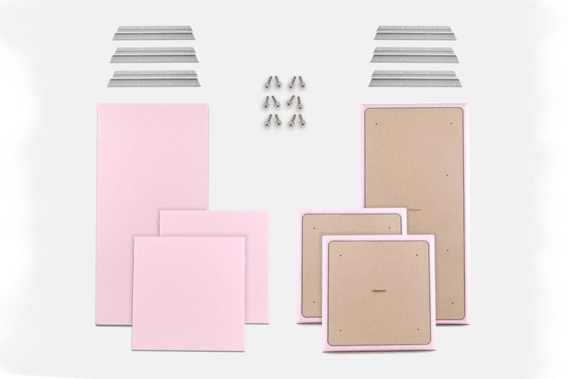 ProSoCoustic WAVERoom Pro Basic Kit Includes 2 WAVEPro Big Panels 24x48" 4 WAVEPro Small Panels 24x24" 6 Sets of 18" Z-Clips Diamond Knit Pink