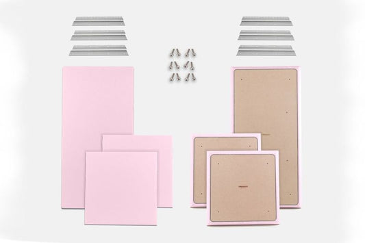 ProSoCoustic WAVERoom Pro Basic Kit Includes 2 WAVEPro Big Panels 24x48" 4 WAVEPro Small Panels 24x24" 6 Sets of 18" Z-Clips Diamond Knit Pink