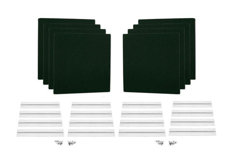 ProSoCoustic WAVERoom Pro Mini 8 Kit Includes 8 WAVEPro Mini Panels 12x12" 8 Sets of 8" Z-Clips Diamond Knit Dark Green
